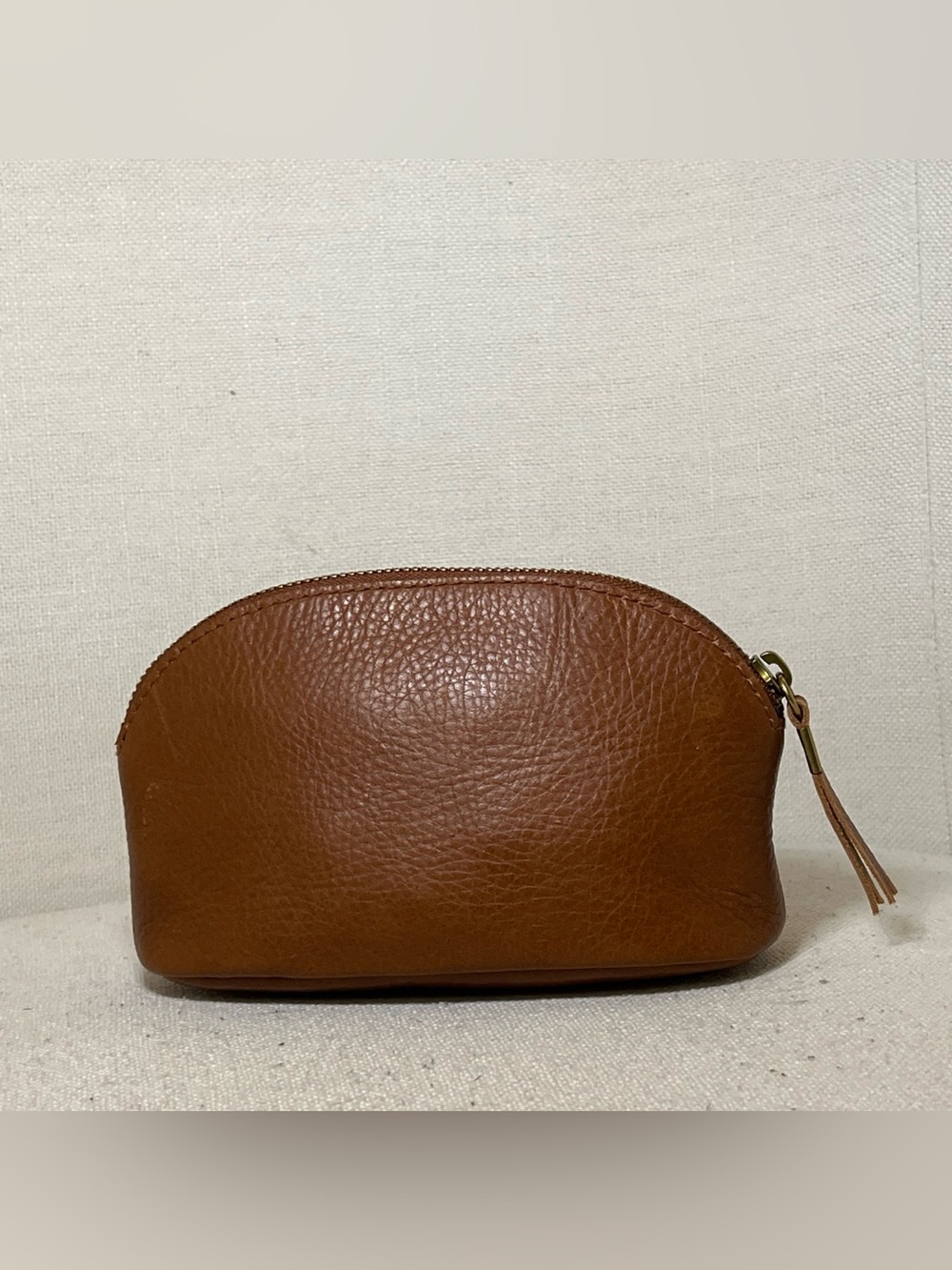 Madewell Leather Cosmetic Pouch in Cognac Brown